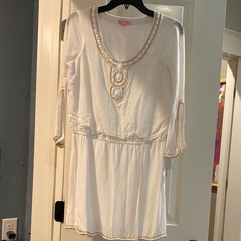 Lilly Pulitzer white Beaded Scoop-Neck Mini Dress